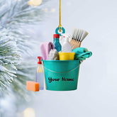 Intenprints Personalized Housekeeping Christmas Ornament, Housekeeping Keepsake, Janitor Cleaning Lady Ornament,Cleaning Service Christmas Ornament, Housekeeper Ornament (Style 1)